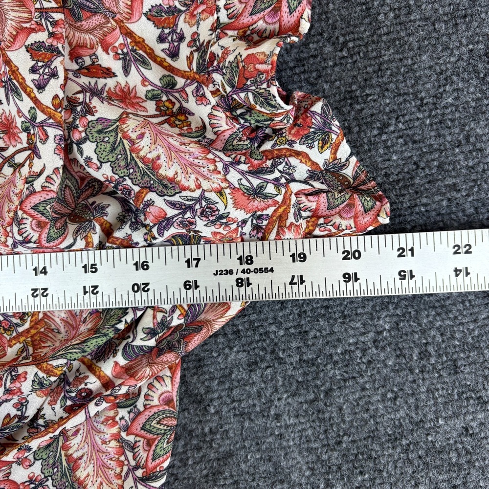 Max Studio Blouse Top Women S Multicolor Floral Smocked Tie Waist Flutter Sleeve - Picture 3 of 8